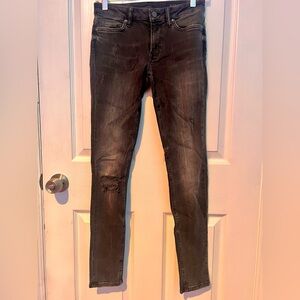 AllSaints Mast Damaged Jeans in Dark Grey